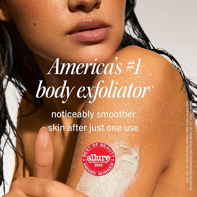 First Aid Beauty KP Bump Eraser Body Scrub with 10% AHA, Keratosis Pilaris Skin Exfoliator with Glycolic and Lactic acids, Helps Reduce Chicken Bumps, Safe for Sensitive Skin, 8 oz