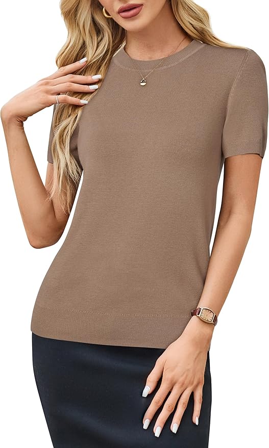 Arach&Cloz Women's Wool Blend Business Casual Essential Fall Layering Pullover Sweaters