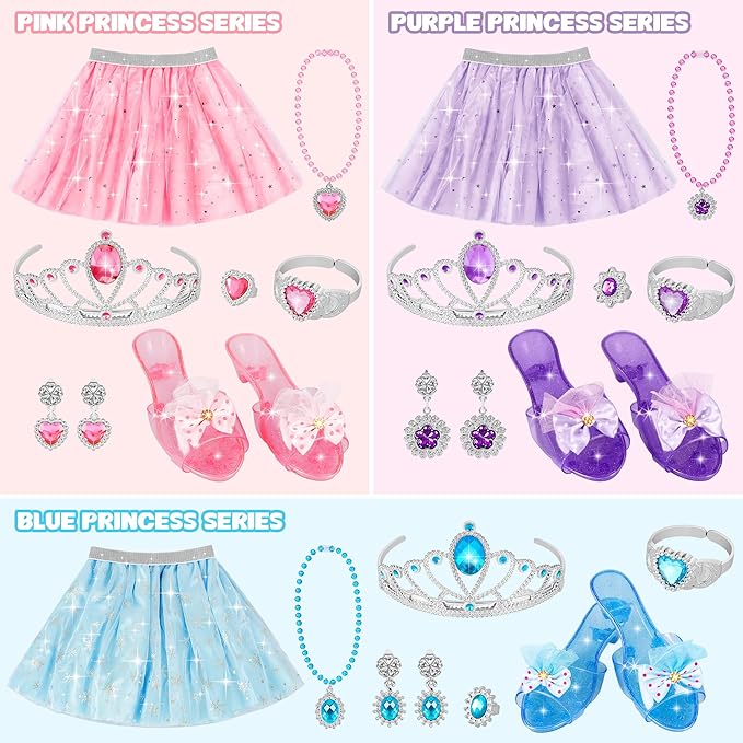LJZJ Princess Dress Up Toys & JPrincess Dress Up Toys & Jewelry Boutique, Girls Role Play Gift for 3 4 5 6 Year Old Girl Toddler B-Day Party Favors
