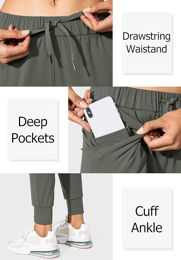 SANTINY Women's Joggers Pants Pockets Drawstring Running Sweatpants for Women Lounge Workout Jogging
