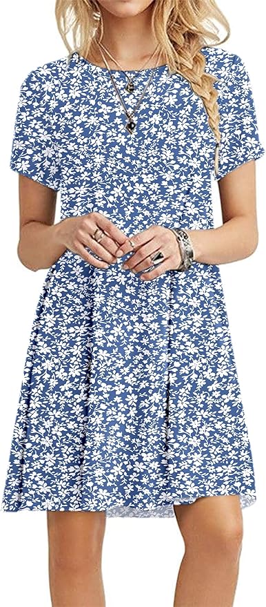 MOLERANI Women's Casual Plain Simple T-Shirt Loose Dress