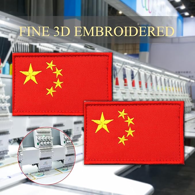 EmWoot 2PCS China Flag Patch Embroidered Morale Patch Military Tactical Patches Hook and Loop