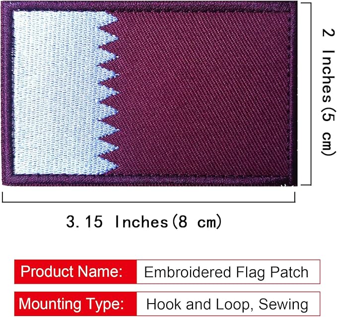 EmWoot 2PCS Qatar Flag Patch Embroidered Morale Patch Military Tactical Patches Hook and Loop