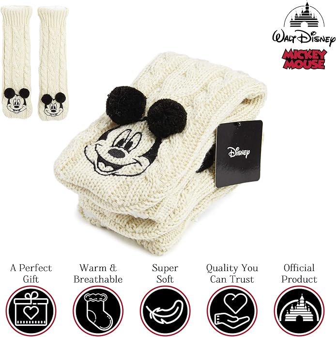 Disney Socks for Women Teens, US Size 4-9, Non Slip & Fluffy Fleece Slipper Socks, Soft, Warm, Breathable, Gifts for Her