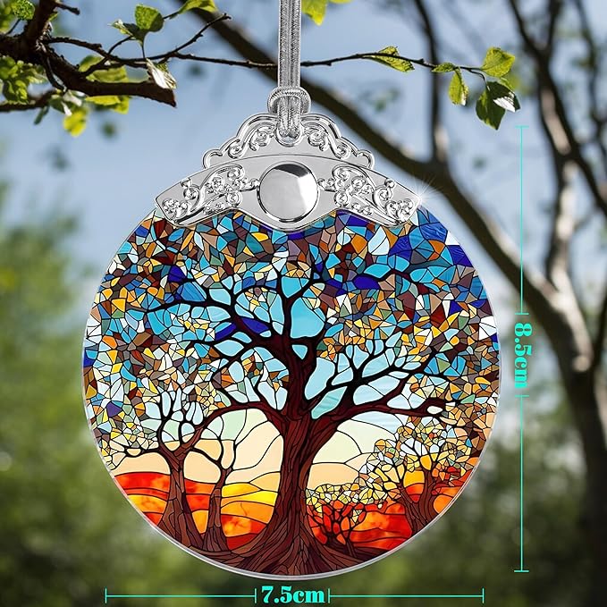 Jocidea Stained Glass Tree of Life Christmas Ornament - Holiday Decor & Xmas Gift Idea