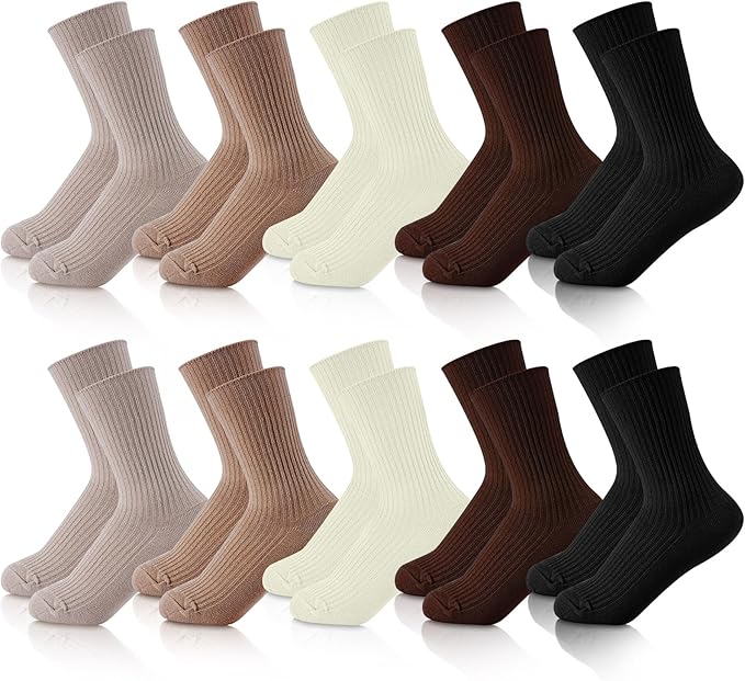 Eurzom 10 Pairs Socks Womens Crew Elastic Ankle Length Cotton Socks Aesthetic Cute Lightweight Low Cut Gifts for Women
