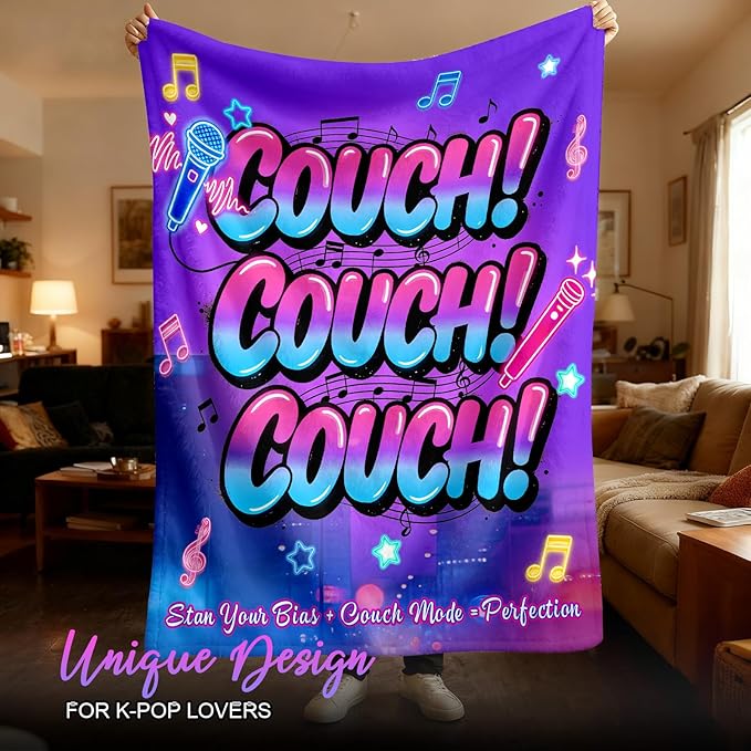 Kpop Couch! Couch! Couch! Gifts Blanket - Ultra-Soft Plush Throw Blanket for Adult, Teen Girls, Music Gifts for Women Friends K-Pop Lovers Merch Stuff, Christmas Birthday Gifts (Purple, 80''x60'')