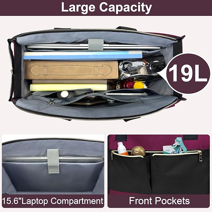 Laptop Bag for Women - 15.6 Inch Tote Work Bag with Compartments Nurse Teacher Bag Large Lightweight Office Handbag