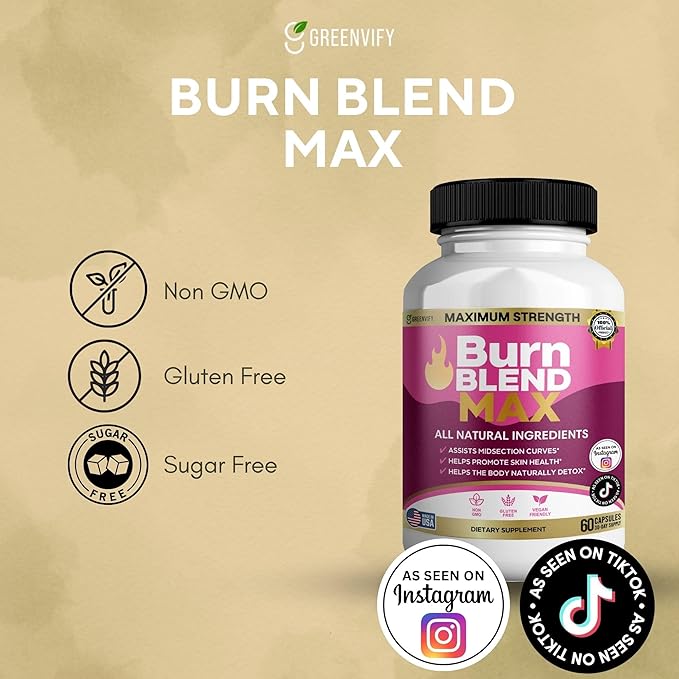 Burn Blend Max Natural Supplement, 60 Capsules, All Natural Ingredients, Vegan Friendly, Gluten Free, 30-Day Supply (2)