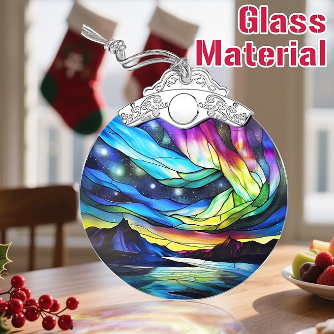 Christmas Ornaments: Stained Glass Ornament, Christmas Tree Ornament, Hanging Ornaments for Home Decor, Xmas Tree Decorations, Exquisite Holiday Decor, Gifts, Holiday Present - Aurora Borealis