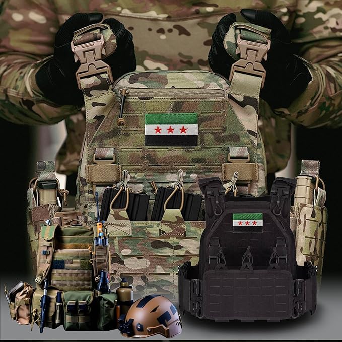 EmWoot 2PCS Syrian New Flag Patch Embroidered Morale Patch Military Tactical Patches Hook and Loop