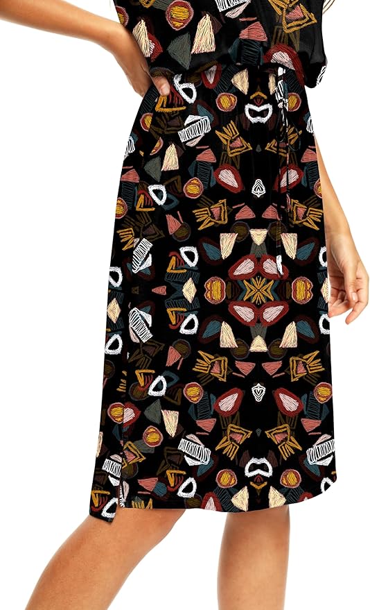 Simier Fariry Womens Spring Hide Belly Knee Length Travel Dress Pocket Summer Short Sleeve Midi Work Casual Outfits
