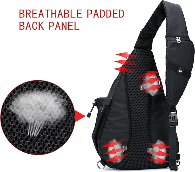 TurnWay Water-Proof Sling bag/Crossbody Backpack/Shoulder Bag with USB Charging Port for Travel, Hiking, Cycling, Camping