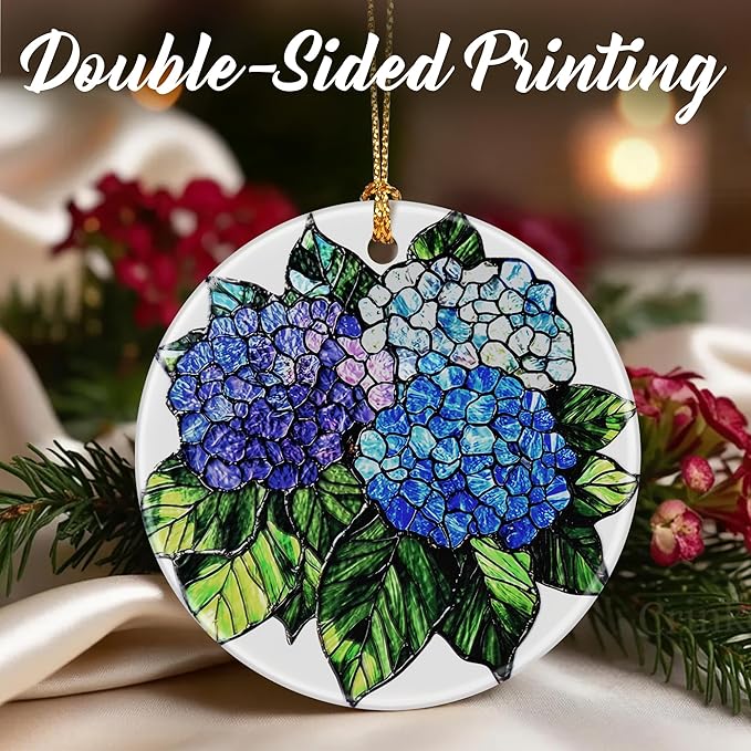 Blue Hydrangea Ornaments, Christmas Ornaments: Christmas Tree Decorations, Holiday Decor, Stocking Stuffers, Gift Ideas, Xmas Gift, Garden Gifts & Gifts for Flower Lover