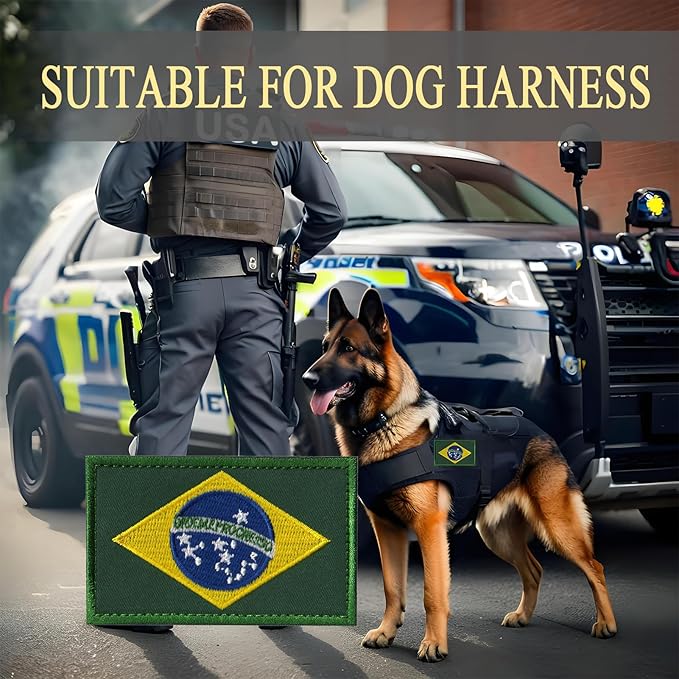 EmWoot 2PCS Brazil Flag Patch Embroidered Morale Patch Military Tactical Patches Hook and Loop
