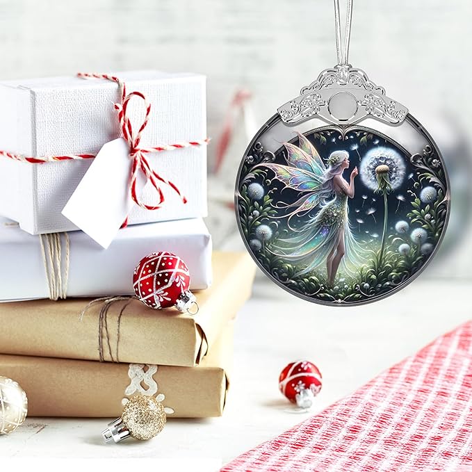 Christmas Ornament, 2025 Ornaments for Christmas Tree, Stained Glass Hanging Ornament, Holiday Ornaments, Unique Gift Idea - Fairy