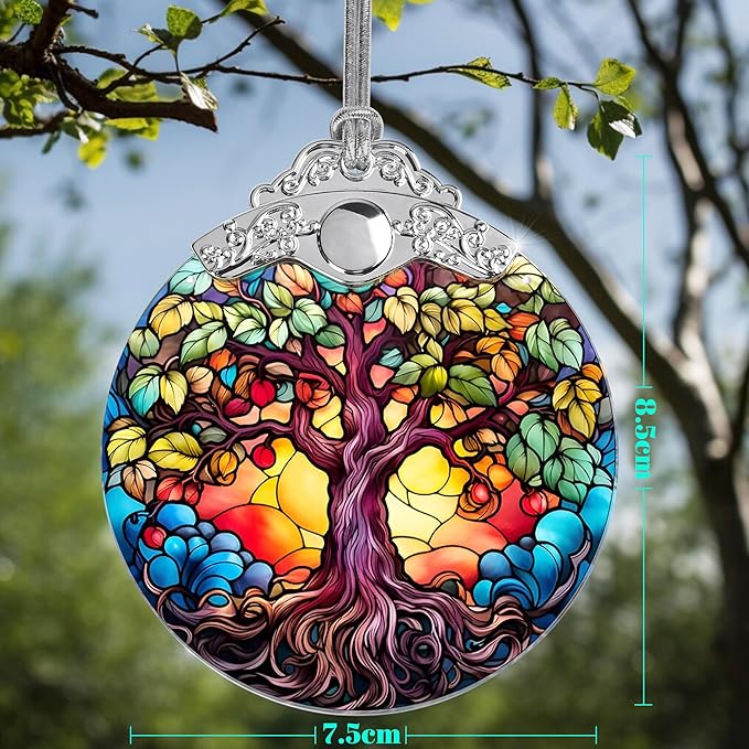 Jocidea Tree of Life Christmas Ornament, Stained Glass Decor, Gifts & Holiday Ideas