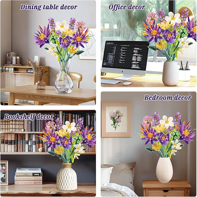 Flower Bouquet Building Set, 891PCS Creative DIY Flower Bouquet Set, Birds of Paradise and Water Lily Bouquet Building Sets for Home Office Decor for Adults, Gift for Mother's Day Valentine's Day