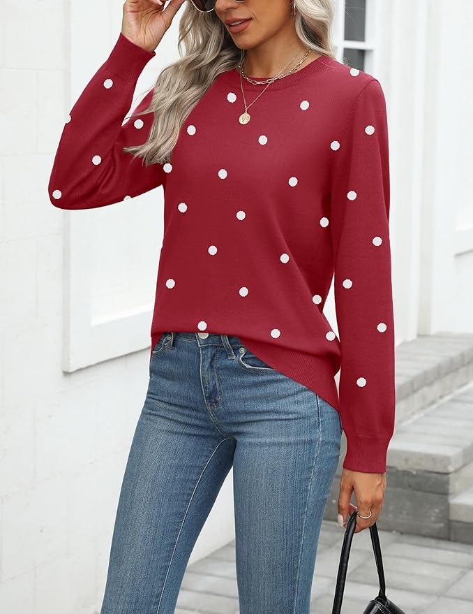 Zeagoo Womens 2026 Fall Sweaters Long Sleeve Tops Classic Crew Neck Pullover Sweaters Loose Dressy Casual Basic Clothes