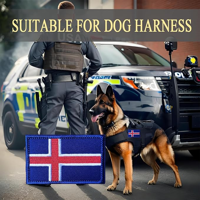 EmWoot 2PCS Iceland Flag Patch Embroidered Morale Patch Military Tactical Patches Hook and Loop