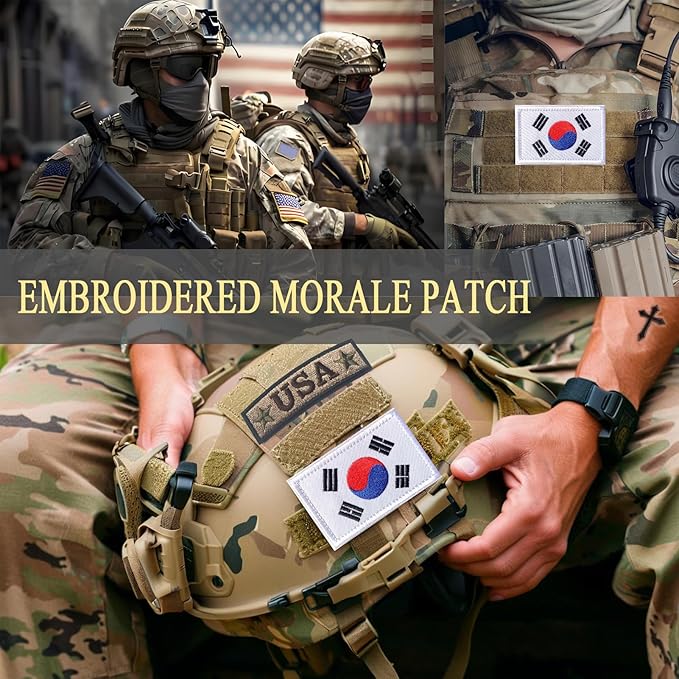 EmWoot 2PCS South Korea Flag Patch Embroidered Morale Patch Military Tactical Patches Hook and Loop
