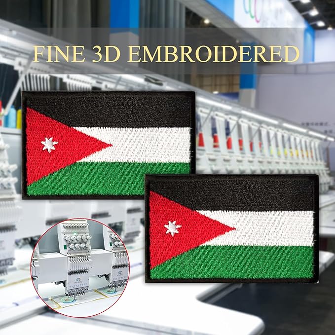 EmWoot 2PCS Jordan Flag Patch Embroidered Morale Patch Military Tactical Patches Hook and Loop