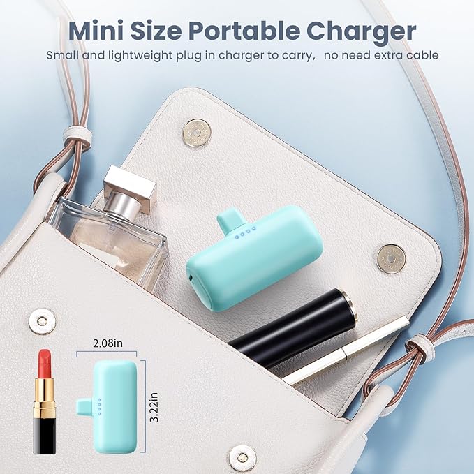 [2-Pack] Mini Portable Charger for iPhone,5200mAh Ultra Compact PD Fast Charging Power Bank,Plug-in Battery Pack Travel Cordless Phone Charger,Compatible with iPhone 14/14Pro/13/12/11/X/8/7/6plus etc