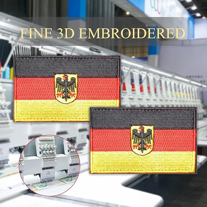EmWoot 2PCS Germany Flag Emblem Patch Embroidered Morale Patch Military Tactical Patches Hook and Loop(Emblem)