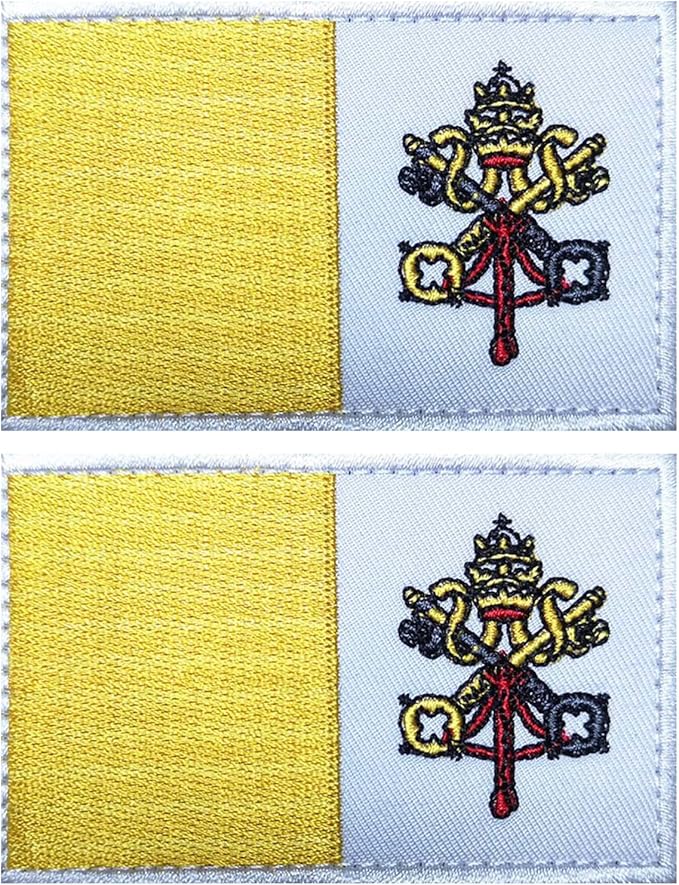 EmWoot 2PCS Vatican Flag Patch Embroidered Morale Patch Military Tactical Patches Hook and Loop
