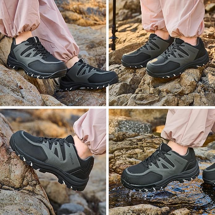 Waterproof Hiking Shoes Women Fashion Sneakers Tennis Walking Shoes Non-Slip Grip Ankle Support, Durable Comfort for Trekking, Trail Running, and Outdoor Adventures