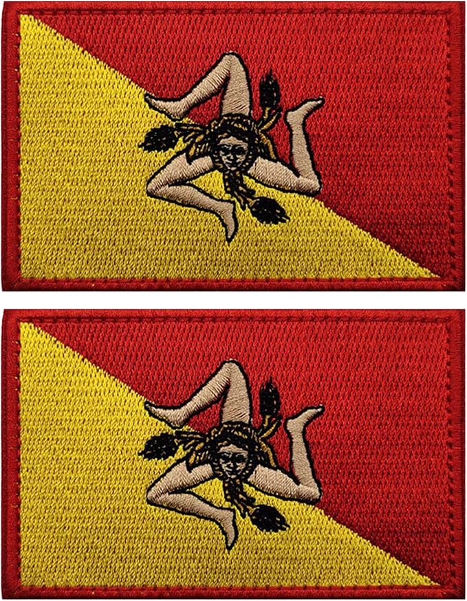 EmWoot 2PCS Sicilia Flag Patch Embroidered Morale Patch Military Tactical Patches Hook and Loop