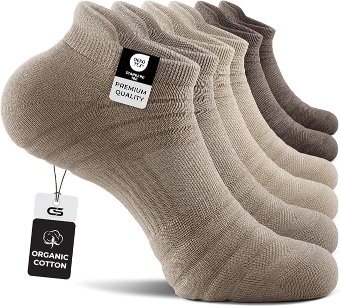 CS CELERSPORT 6 Pack Athletic Running Ankle Socks, Cotton Low Cut Cushioned Anti-Blister Tab Sports Socks Men Women