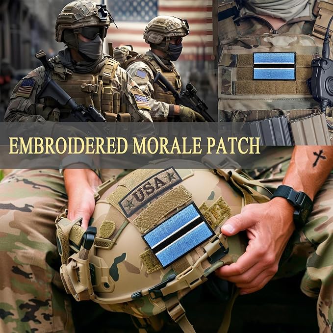 EmWoot 2PCS Botswana Flag Patch Embroidered Morale Patch Military Tactical Patches Hook and Loop Applique Fastener
