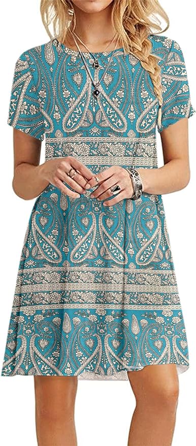 MOLERANI Women's Casual Plain Simple T-Shirt Loose Dress