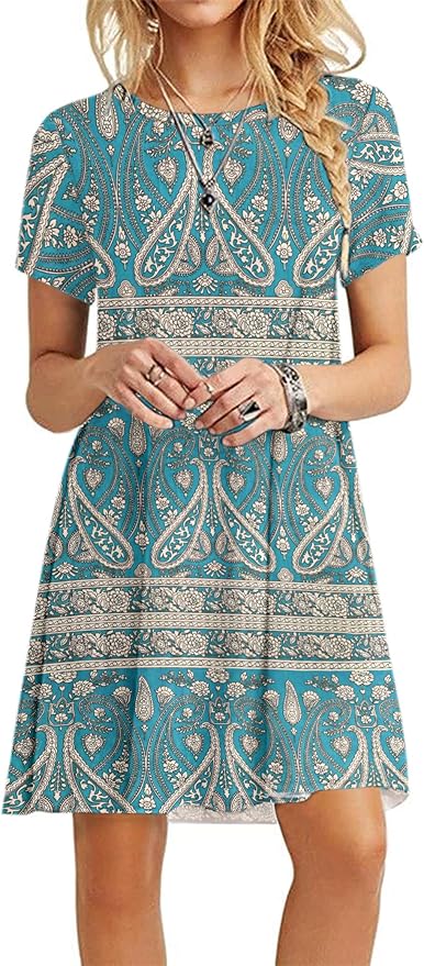 MOLERANI Women's Casual Plain Simple T-Shirt Loose Dress