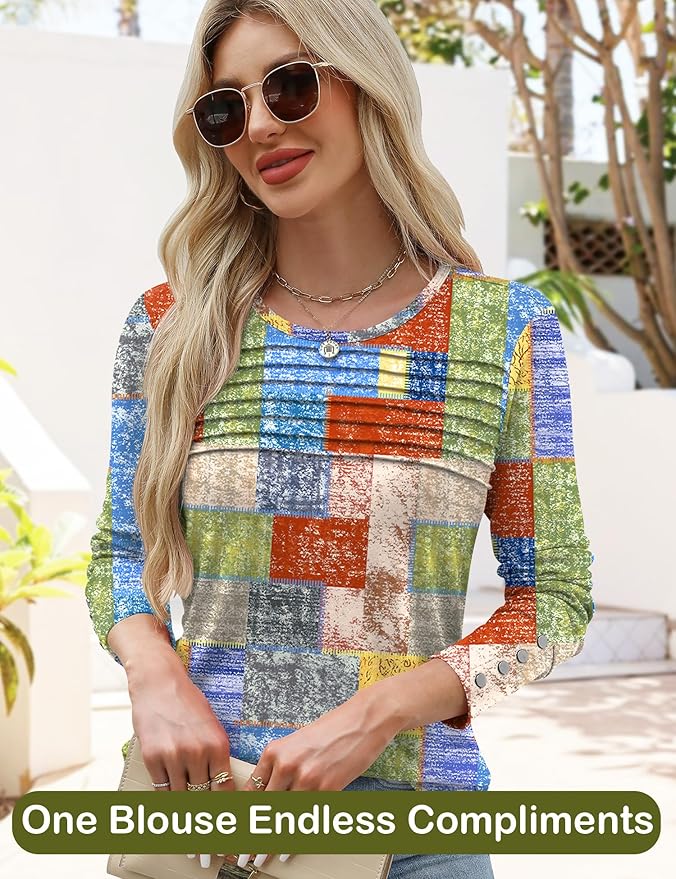 Blouses for Women Dressy Casual Long Sleeve Fall Fashion Tops Trendy Outfits for Work Office Shirts Thicker Clothes