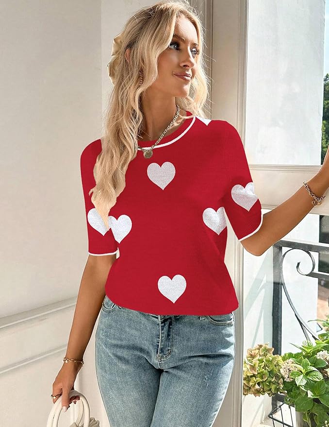 Zeagoo Women Short Sleeve Sweater Summer Crew Neck Dressy Casual Soft Knit Pullover Tops Trendy