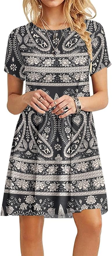 MOLERANI Women's Casual Plain Simple T-Shirt Loose Dress