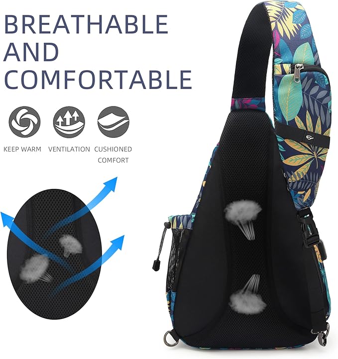 TurnWay Water-Proof Sling bag/Crossbody Backpack/Shoulder Bag with USB Charging Port for Travel, Hiking, Cycling, Camping