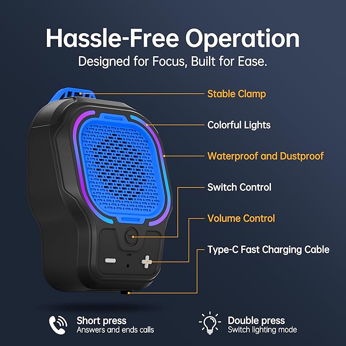 Wearable Bluetooth Speaker, Magnetic Clip-on Wireless Portable Speaker, Mini Loud speaker with 3 Light Modes, 10H Battery, Lightweight, Built-in Mic for Hands-Free Music Calls Outdoor Work, Ideal Gift