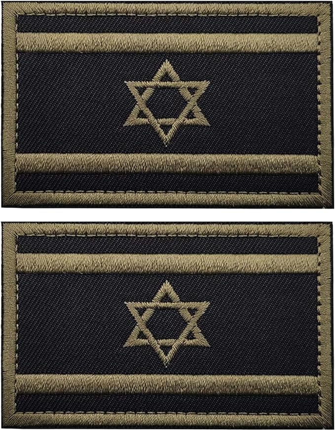 EmWoot 2PCS Israel Flag Patch Embroidered Morale Patch Military Tactical Patches Hook and Loop(ArmyGreen)