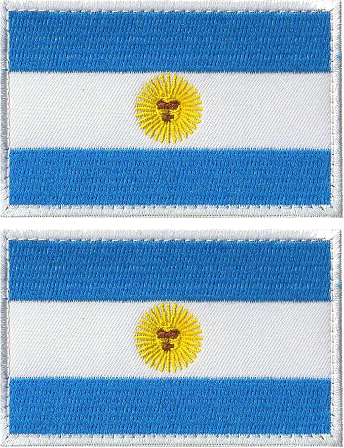 EmWoot 2PCS Argentina Flag Patch Embroidered Morale Patch Military Tactical Patches Hook and Loop(Argentina02)