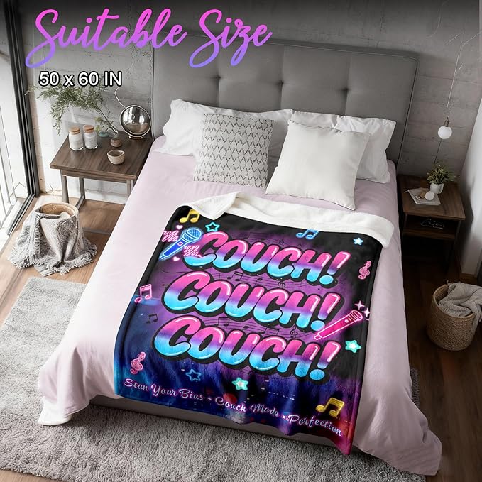 Kpop Couch! Couch! Couch! Gifts Blanket - Ultra-Soft Plush Throw Blanket for Adult, Teen Girls, Music Gifts for Women Friends K-Pop Lovers Merch Stuff, Christmas Birthday Gifts (Black, 80''x60'')