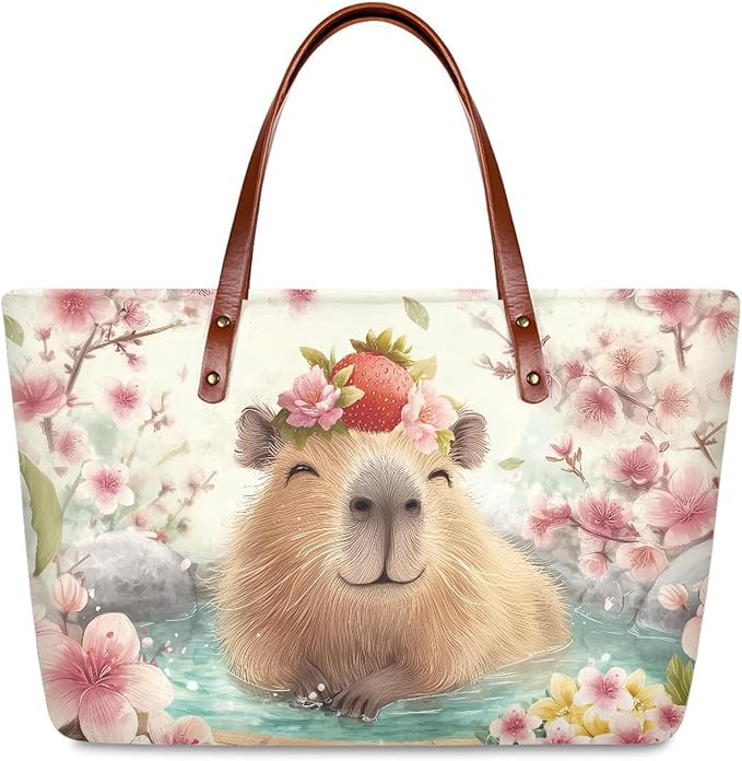Womens Zip Up Tote Handbag Daisy Print Large Capacity Tote Purse Handbag Big Tote Bag Purse For Work Laptop