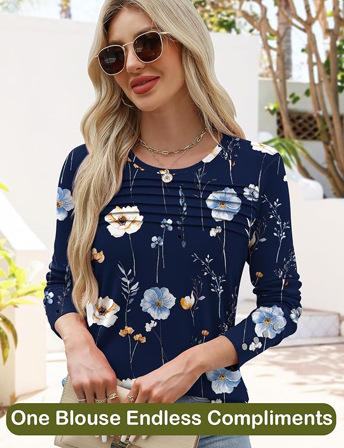 Blouses for Women Dressy Casual Long Sleeve Fall Fashion Tops Trendy Outfits for Work Office Shirts Thicker Clothes