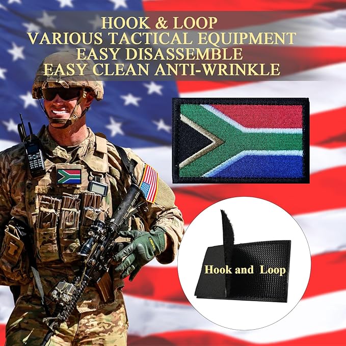 EmWoot 2PCS South Africa Flag Patch Embroidered Morale Patch Military Tactical Patches Hook and Loop