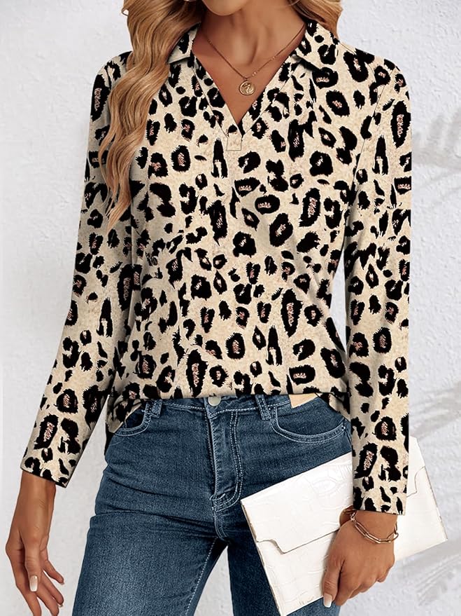 3/4 Length Sleeve Womens Tops Dressy Casual V Neck Polo Shirts Business Work Blouses 2025 Trendy Tunic Top