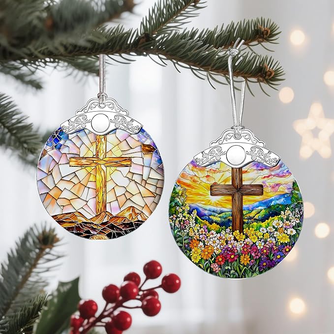 Catholic Cross Ornament, Christian Christmas Ornament, Christmas Tree Ornament, Religious Home Decor, Christian Gifts for Her, Religious Gifts, Gift Exchange, Gift Idea - Pattern A