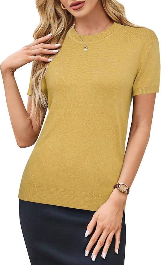 Arach&Cloz Women's Wool Blend Business Casual Essential Fall Layering Pullover Sweaters