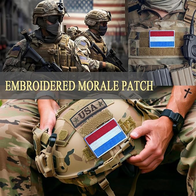EmWoot 2PCS Luxembourg Flag Patch Embroidered Morale Patch Military Tactical Patches Hook and Loop